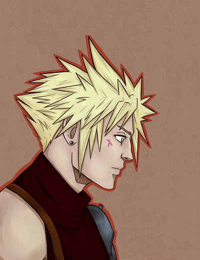 Cloud Strife design digital illustration digital painting fanart final fantasy final fantasy vii illustration ipadpro procreate square enix video game