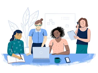 Nutritionists art character drawing editorial illustration interior medicine nutrition people plants texture women