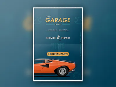 THE GARAGE amazing branding design car illustration minimalistic poster art poster design promotion simple vector