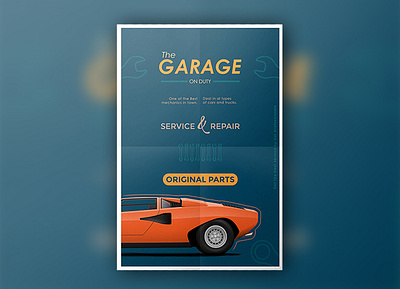 THE GARAGE amazing branding design car illustration minimalistic poster art poster design promotion simple vector