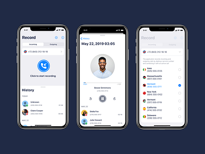 Call Recording iOS app design call rec app call record call recording app figma figma design interface design ios app ios app design mobile app mobile app design mobile application mobile design mobile ui mobile ux mobile ux design ui design ux design