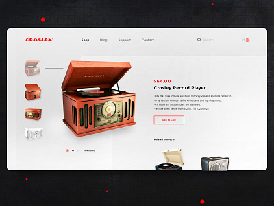 Crosley Record Player app design flat site design social ui web