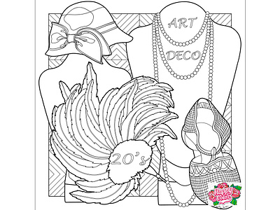 18 Line art for mobile app "Happy Color - Color by Number" adobe illustrator antistress art art deco color by number fashion lineart mobile app vector