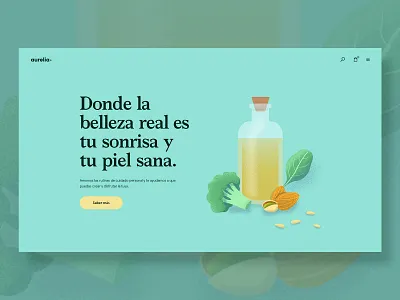 Illustration and Hero Concepts for Aurelia bottle clean ecommerce ecommerce design ecommerce shop homepage illustration simple skincare vector vitamin