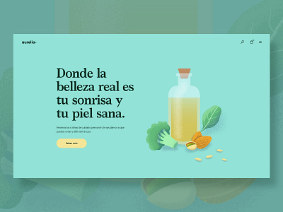 Illustration and Hero Concepts for Aurelia bottle clean ecommerce ecommerce design ecommerce shop homepage illustration simple skincare vector vitamin