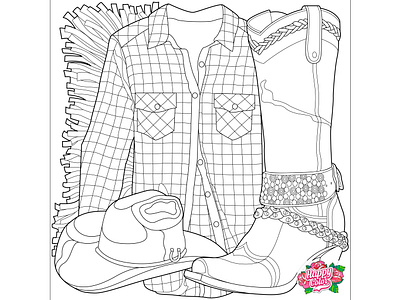 19 Line art for mobile app "Happy Color - Color by Number" adobe illustrator antistress art color by number cowgirl fashion line art lineart vector