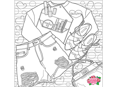 20 Line art for mobile app "Happy Color - Color by Number" adobe illustrator antistress art color by number fashion flatlay line art lineart vector vector art