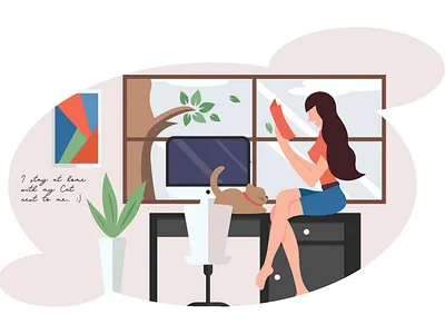 Catlady branding design flat illustration logo minimal vector