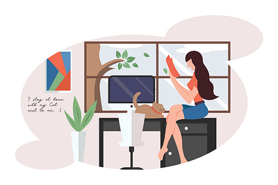 Catlady branding design flat illustration logo minimal vector