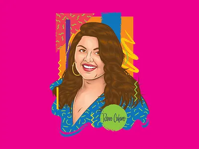 Renee Cafaro art beautiful body positive design fashion foxyroxyfashion illustration influencer plus size psychedelic retro vector vintage