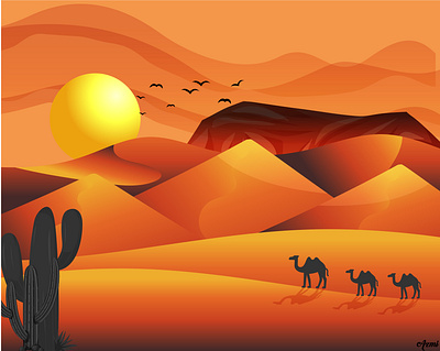 Desert Illustration landscape vector art