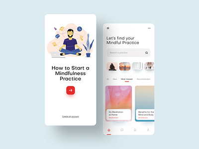 Meditation Blog calm concept design interface meditation mindful minimal mobile mobile ui product ui ux