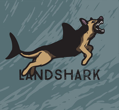 landshark animal canine design dog german shepherd illustration illustrator ocean police dog shark teeth vector water wolf