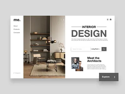 Interior Design portal adobexd brand and identity branding design flat interior minimal typography ui vector website