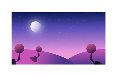 Flat illustration/ moon light adobe illustrator basic design creative design dark flat illustration hills illustrator moon moonlight night