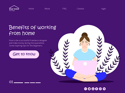 Stay Home Blog design app blogging branding browsing cartoon style design designer freelance girl illustration internet lap top quarantine stay home ui ux vector web webdesign work from home