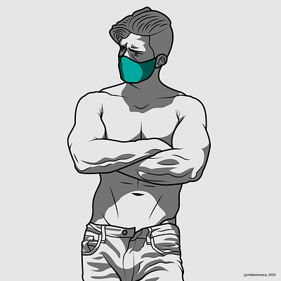 Man with a mask illustration coronavirus covid 19 design face mask illustration vector