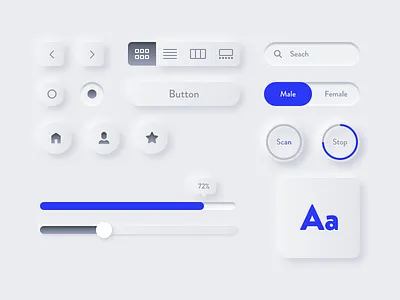 Neumorphic UI Elements buttons elements neumorphic elements neumorphism skeumorphic skeumorphism trend trend 2020 trends ui