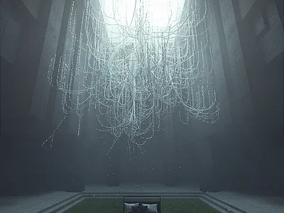 Concrete Bedroom 3d bed bedroom blender room