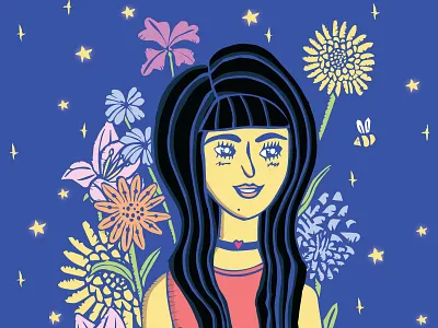 2020 Graphic Selfie 2020 2d art adobeillustator artist flowers graphicdesign handmade love nature selfie woman woman portrait