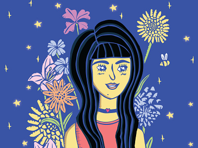 2020 Graphic Selfie 2020 2d art adobeillustator artist flowers graphicdesign handmade love nature selfie woman woman portrait