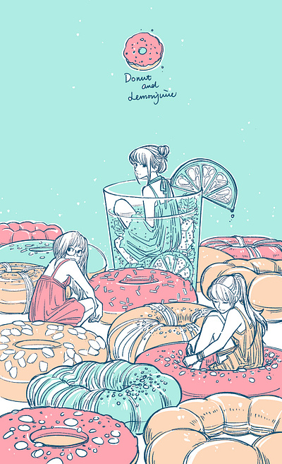 Donuts characterdesign comics design dessert graphicnovel illustration inking inktober procreate procreate art