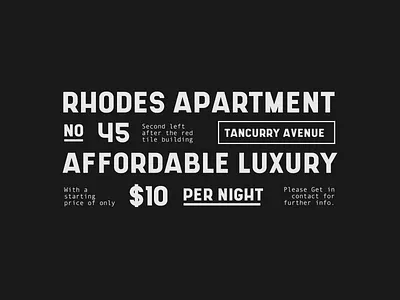 Rhodes Apartment Typography design typography vintage