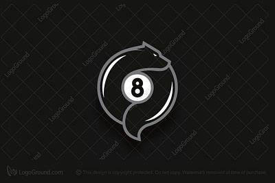 Billiard Ball With Fox Logo animal black branding design fox logo