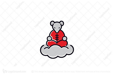 Meditating Mouse Logo asian chinese cloud elevate guru meditate meditating mouse rat