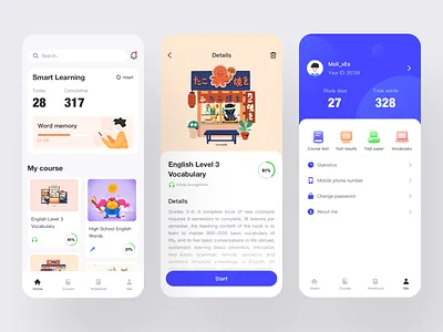Online education - Home app design educational icon illustration ui ux