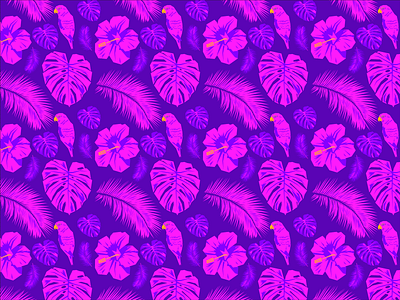 Pink And Purple Paradise Surface Design design graphic design illustration neon neon colors surface design surface pattern design tropical