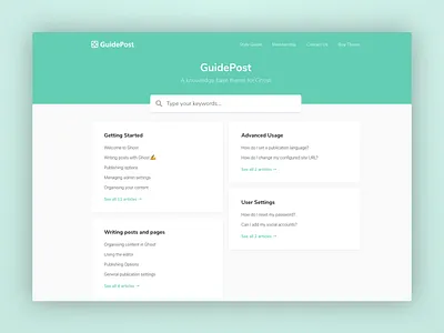 GuidePost - A Knowledge Base Theme clean ghost help desk knowledge base knowledgebase support template theme ui web wiki