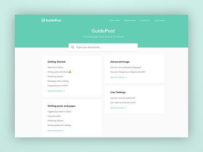 GuidePost - A Knowledge Base Theme clean ghost help desk knowledge base knowledgebase support template theme ui web wiki