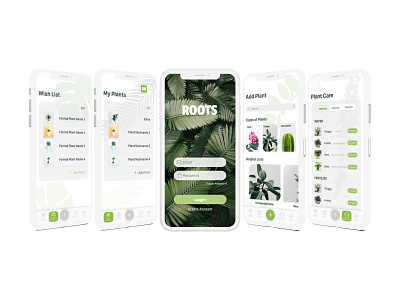 Roots, keep your plants alive! branding design iconography plant plant app plant lady plants ui ux