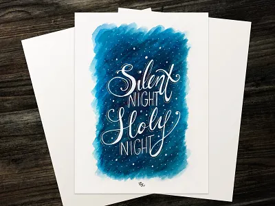 "Silent Night, Holy Night" | Hand Lettering design drawing hand lettering illustration ink painting typography watercolor
