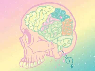 Break into a thousand pieces, I feel like Ravenhead 2d art adobe illustrator brain color palette colour palette colours cute design designer download graphicdesign illustraion kawaii mindfulness selfie skull think