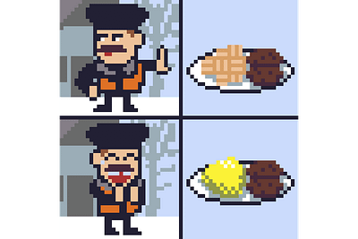 11. Cutlets with mashed potato food pixel pixelart