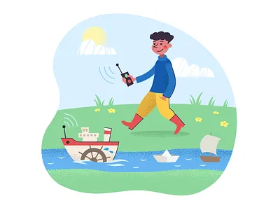 Upgrade artwork design illustration interface illustration kid playing premium rc signal spring ui upgrade ux vector web