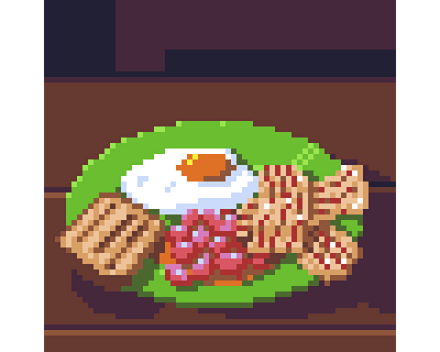 13. Eggs and Bacon breakfast food pixel pixelart