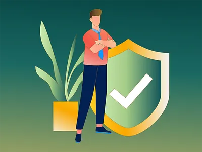 Protection safety branding color cooperation creative flat gift illustrate invite invite friends llustration man read redbag ui vector woman work