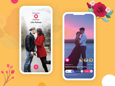 Matrimony App Design adobe xd app design application design challenge daily ui date dating app design concept illustration marriage matrimonial matrimony app matrimony app design minimal minimalist mobile ui product design trend 2020 uiux