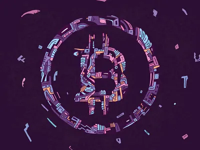 Bitcoin Explosion abstract biomechanical bitcoins brand branding crypto cryptocurrency explosion graphic design illustration line art linework logo logo design money shape vector