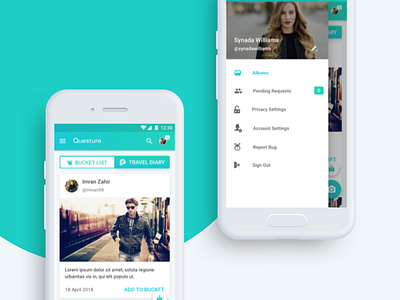 Questure- Traveller's social media app clean clean app design design interaction design minimalist social app social media social network socialmedia travel travel app travelling ui uidesign user experience ux