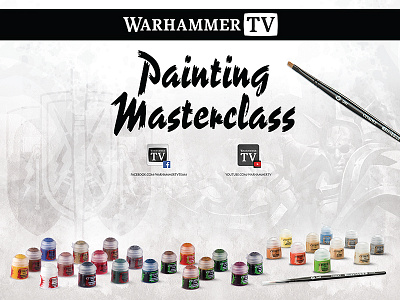 "Painting Masterclass" by WarhammerTV 40k age of sigmar age of sigmar artwork banner design cloudarts exhibition games workshop graphic design masterclass painting painting brushes tabletop games warhammer