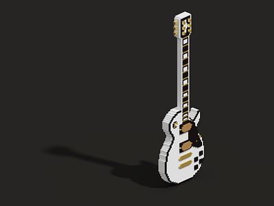 Baba the guitar 3d 3d art baba blackandwhite day6 digital art fanart guitar isometric isometric design magicavoxel sungjin voxel voxelart white