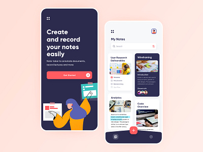 Notes App Concept Design app artwork design illustration interface ios iphone minimal notes app onboarding ui procreate to do app ui user experience ux vector