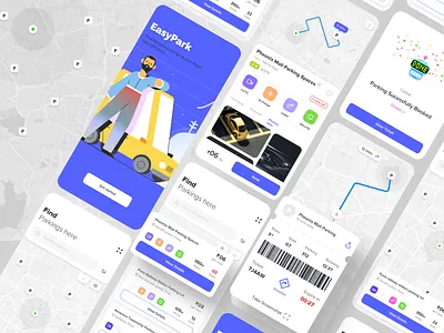 Car Parking App automobile car car app coupons electric gps tracker illustraion location app location tracker map navigation parking app parking lot security app ticket app token ui ux uidesign valet vehicle