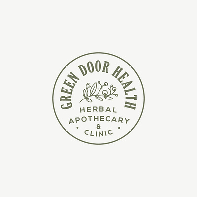 Green door health Apothecary apothecary badge branding handlettering healthcare illustration logo patch typographic logo typography