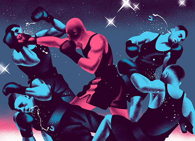 illustrations for Channel One boxing illustration russia sport tv tv channel tv show