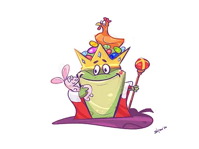 Happy cartoon character characterdesign coloring drawing easter easter egg frog fun happy illustration king sketch spovv